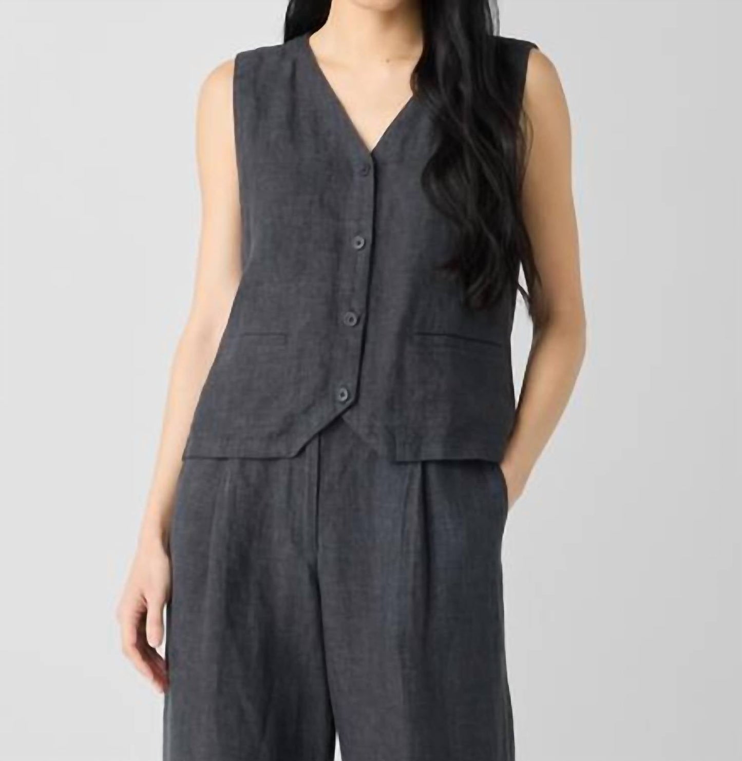 Eileen Fisher - Washed Organic Linen Délavé Vest