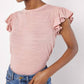 Apricot - Ruffle Sleeve Soft Slub Blouse