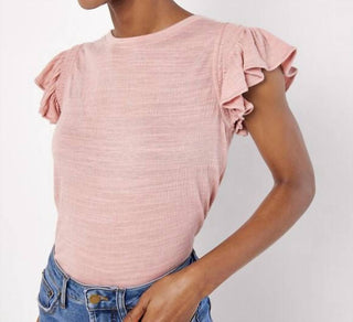 Apricot - Ruffle Sleeve Soft Slub Blouse