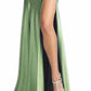 Fiesta Fashion - Satin Open Back High Slit Leg Evening Gown Maxi Dress