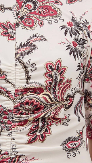 Sea - Cassandra Print Ruched Short Sleeve Dress