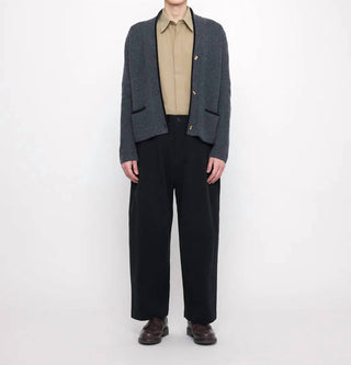 7115 By Szeki - V-neck Pockets Trimmed Cardigan