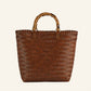 Anarchy Street - Women's Basket Weave Bamboo Handle Square Tote Bag