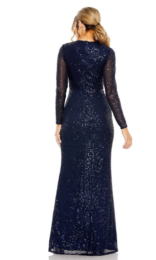 Ieena For Mac Duggal - Sequin Long Sleeve Maxi Dress