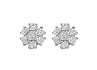 Diana M Jewels - 0.75 Cts Diamond Flower Stud Earrings