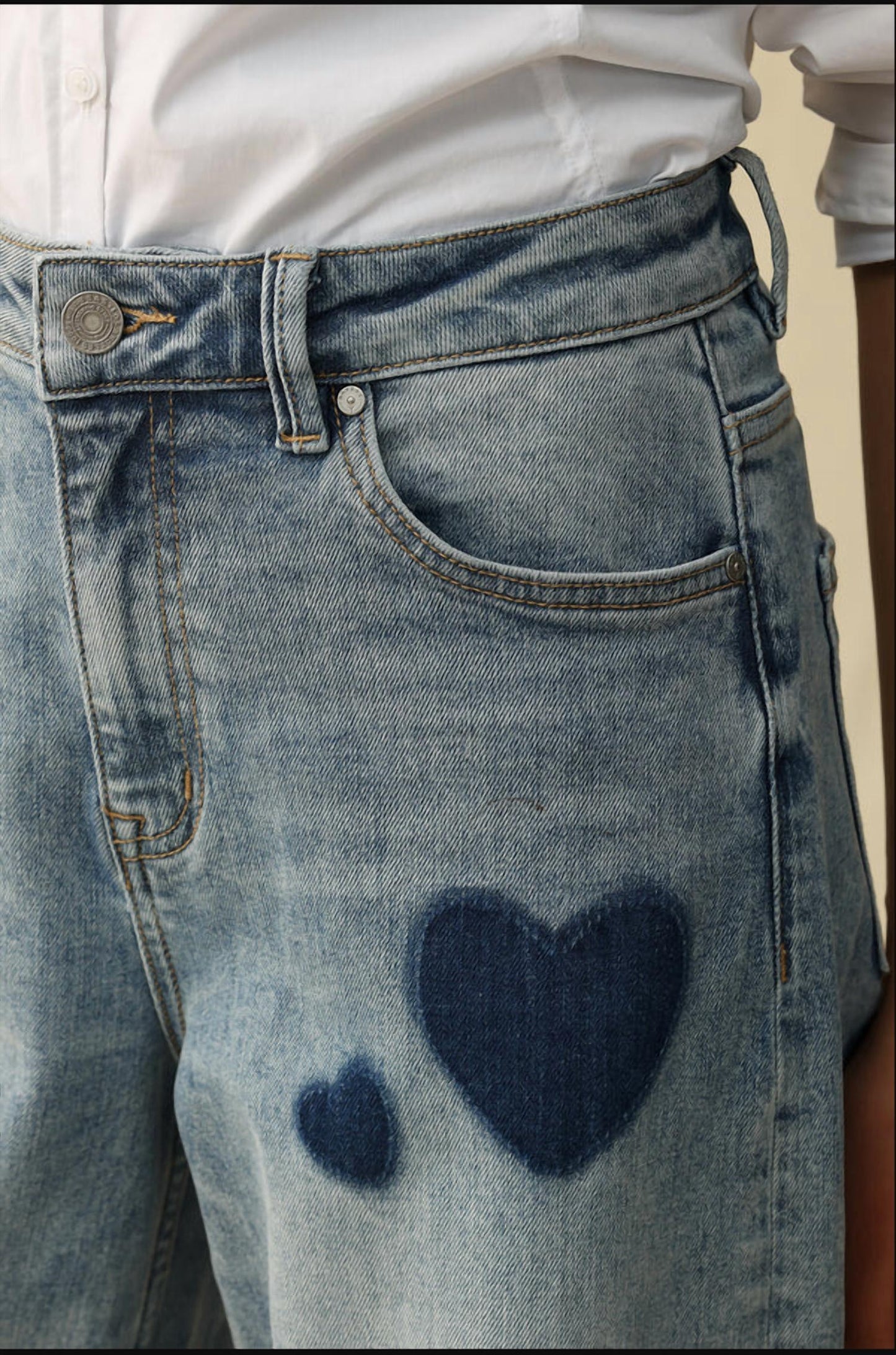 Bayeas - Women's Rosalind Heart Detail High Rise Barrel Jeans