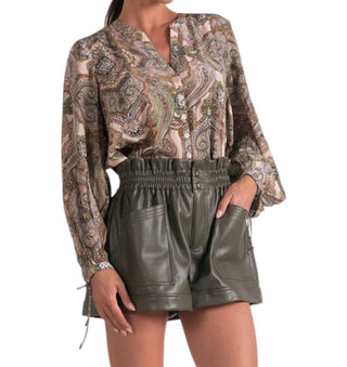 Elan - Paisley Button Blouse