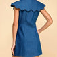 Tcec - Denim Scallop Detail Button Down Dress
