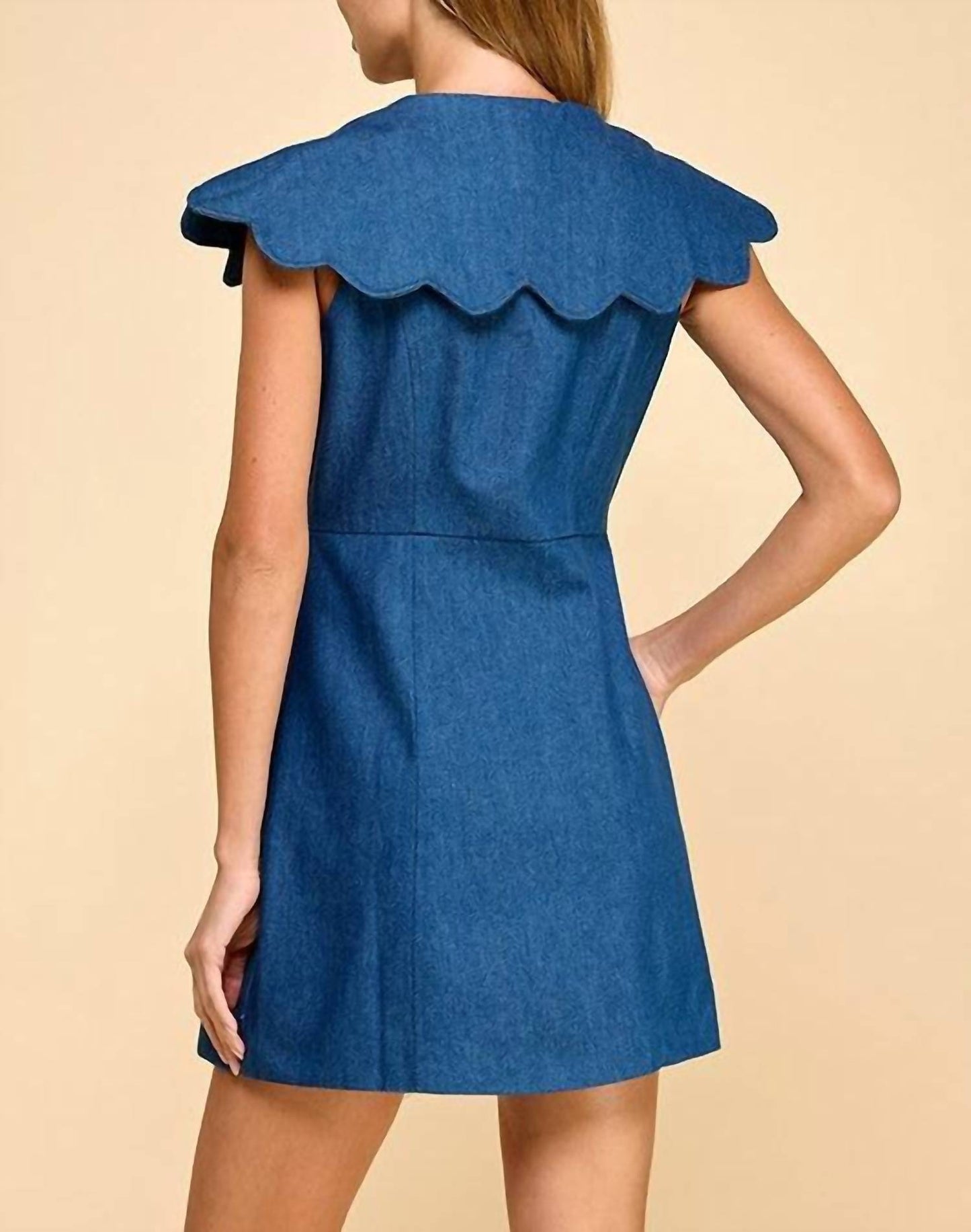 Tcec - Denim Scallop Detail Button Down Dress