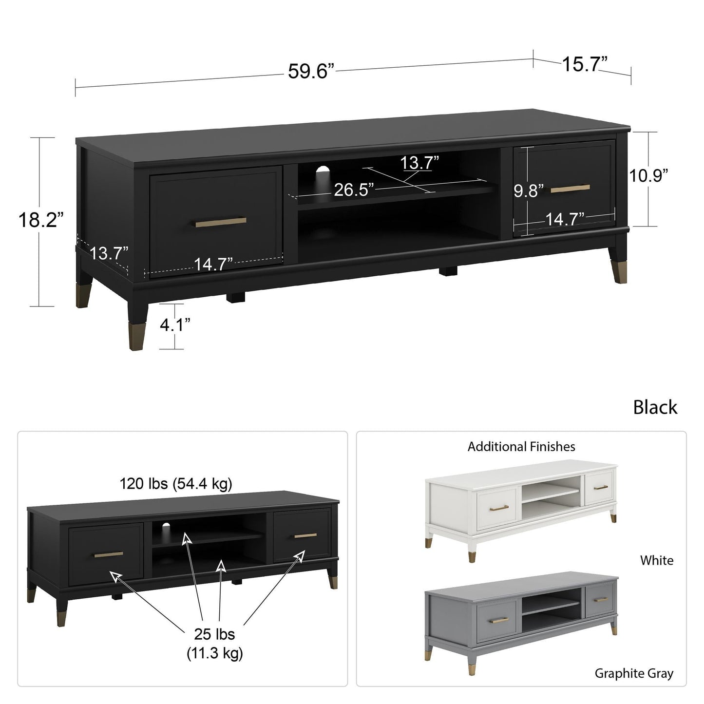 Westerleigh - TV Stand - Dark Gray