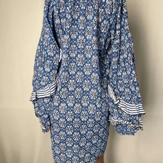 Chakeris - Women's Ellie Short Ruffle Floral Mini Cotton Tunic Dress