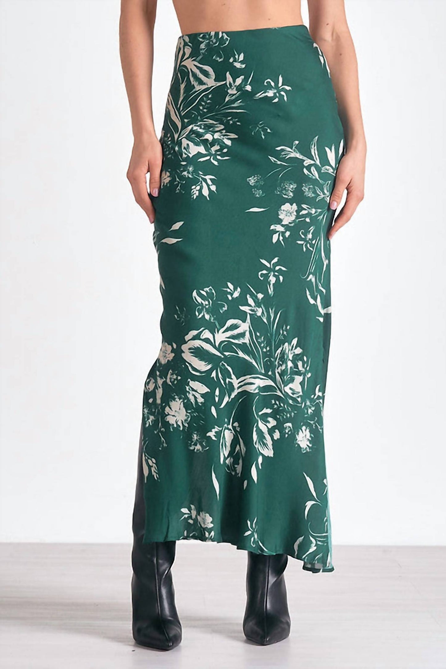 Elan - Floral Print Satin Skirt