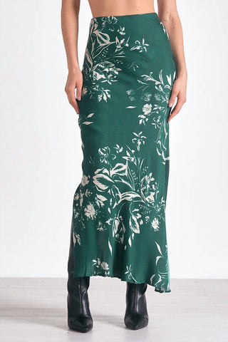 Elan - Floral Print Satin Skirt