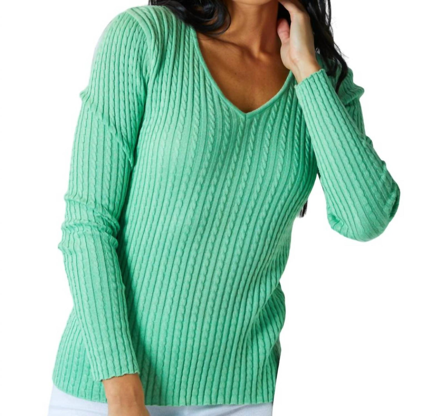 Angel Apparel - Braided V-Neck Sweater