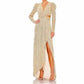 Mac Duggal - Metallic Puff Sleeve Fronttwist Cut-out Gown