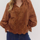 Entro - Eyelet And Scallop Trim Top
