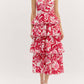 Entro - Halter Bow Tied Tiered Paisley Midi Dress