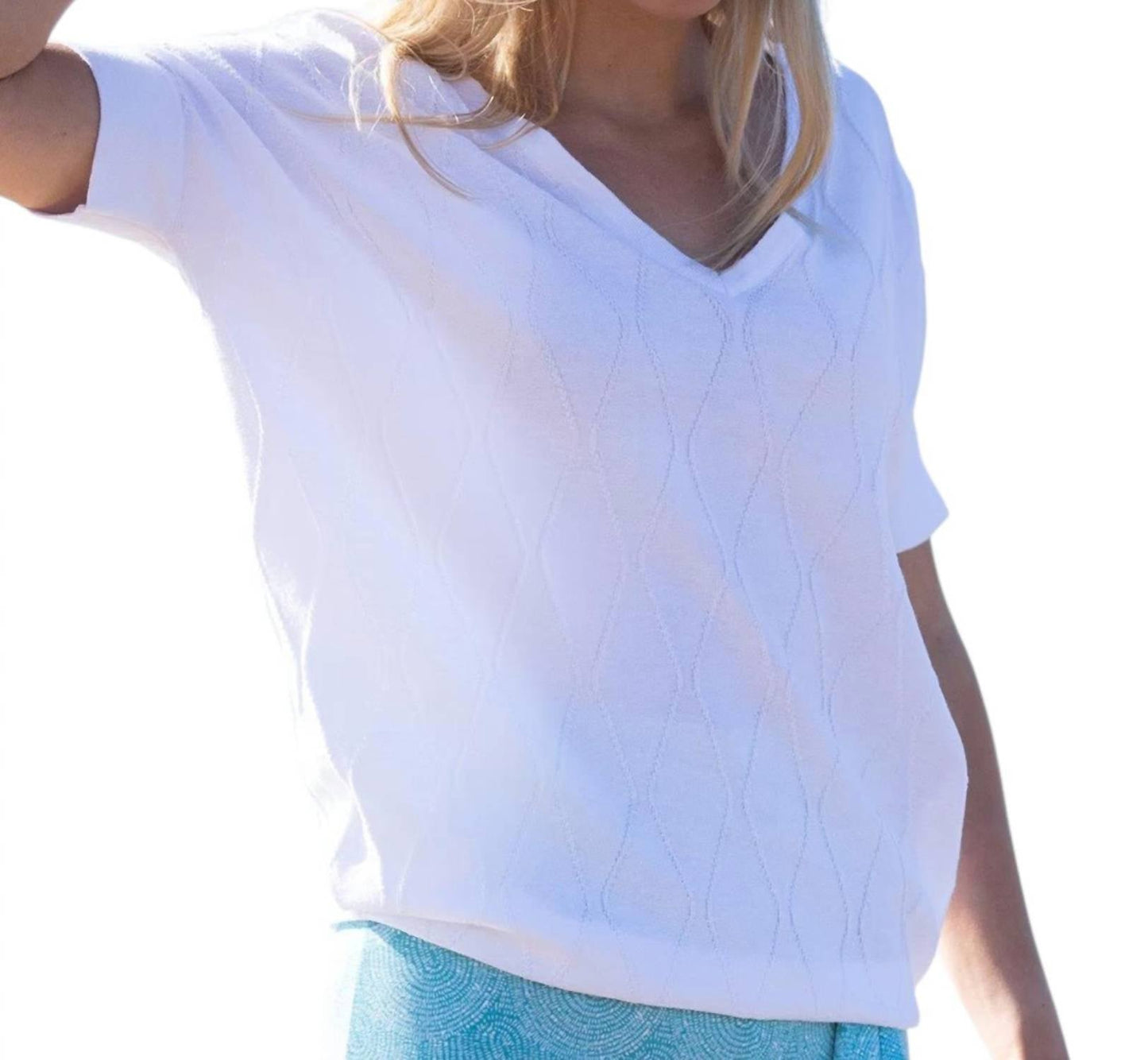 Marble - SHORT SLEEVE V-NECK TOP