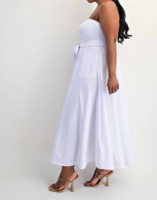 The Curve La - Plus Size Knit Tube Maxi Dress With Self Belt
