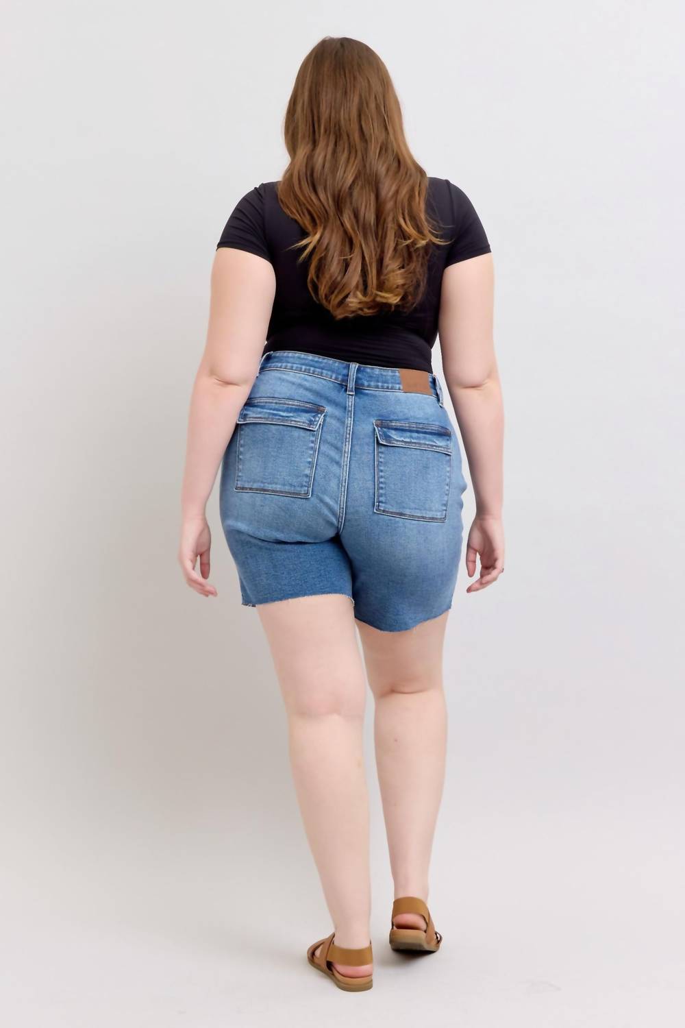 Judy Blue - Mid Rise Bermuda With Flap Pockets Denim Short