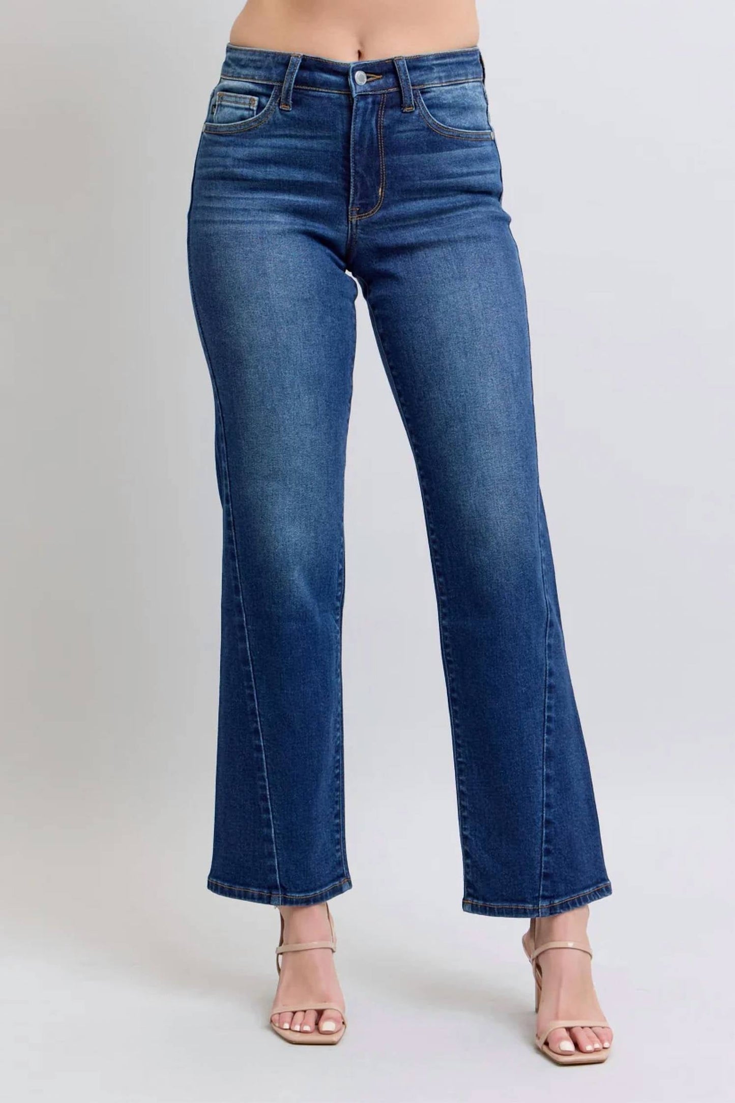 Judy Blue - Mid Rise Side Seam Detail Straight Jeans