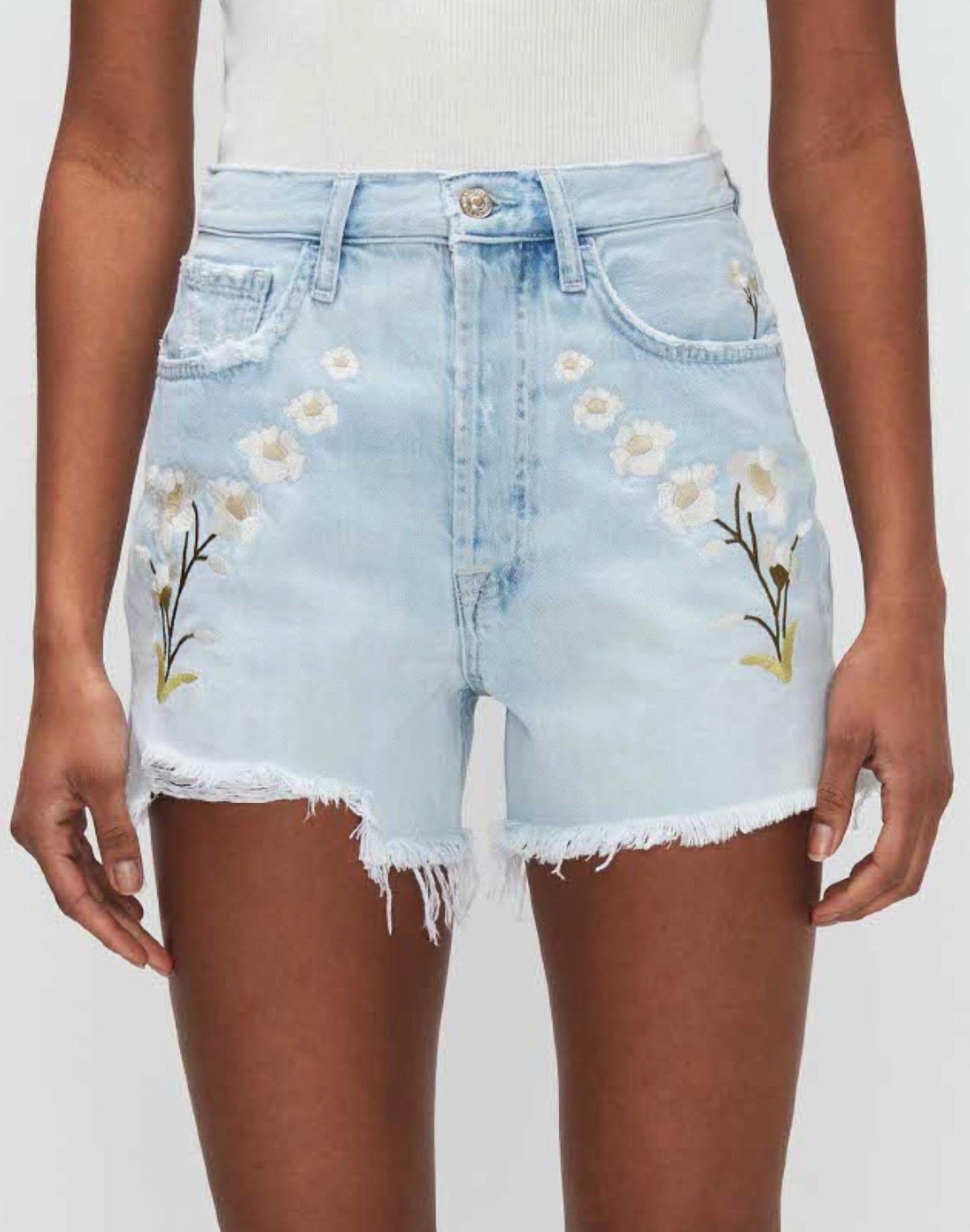 7 For All Mankind - Ruby Embroidered Cutoff