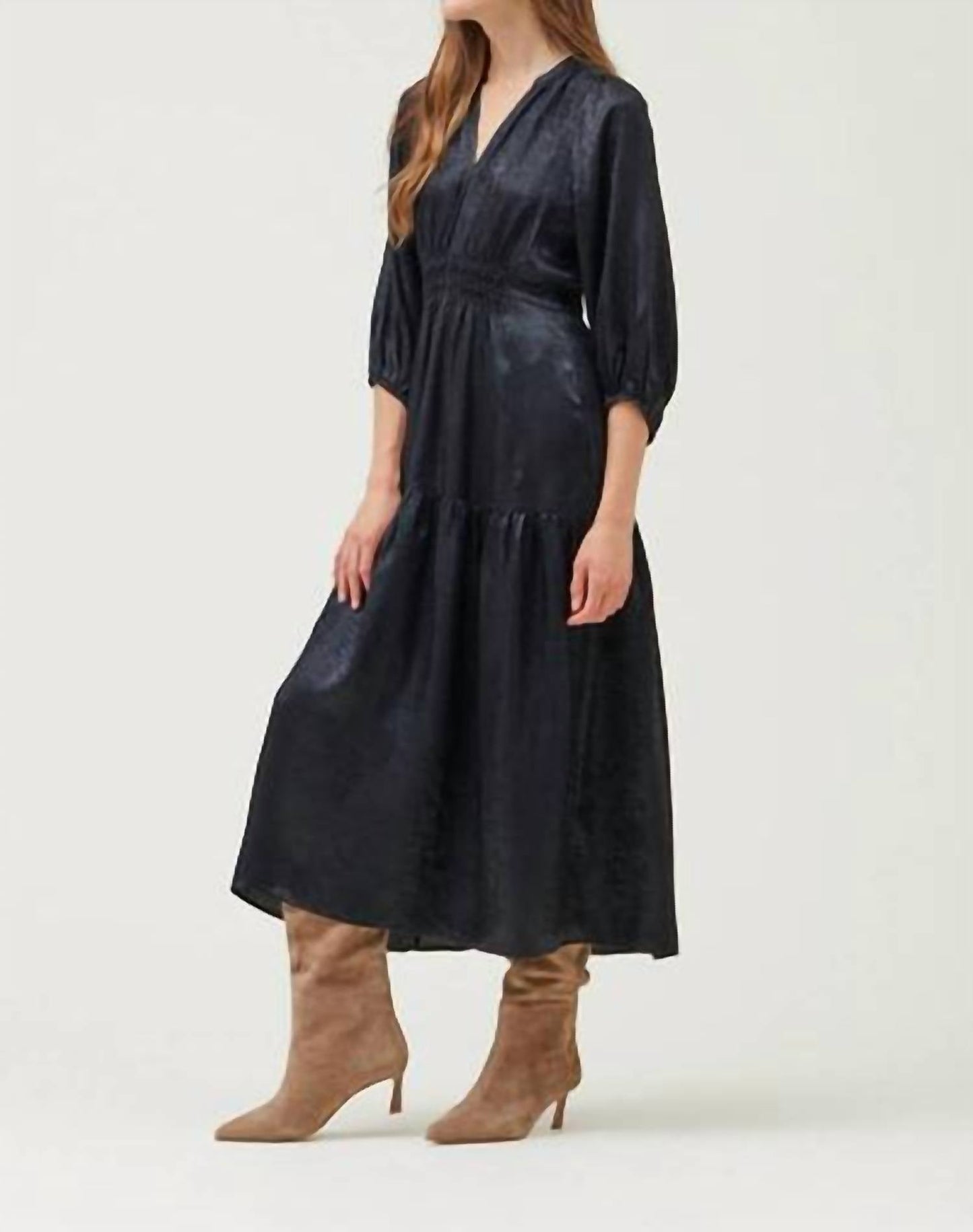 Grade & Gather - 3/4 Sleeves Holiday Midi Dress