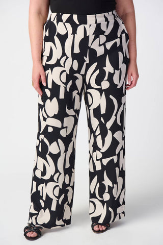 Joseph Ribkoff - Geometric Print Wide Leg Pull On Pants