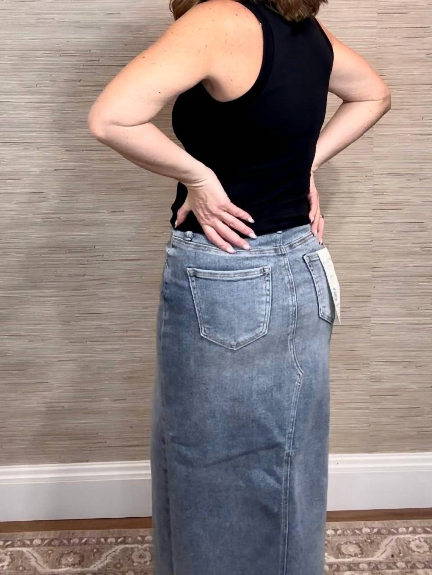 Risen - High Rise Front Open Maxi Skirt