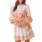 Main Strip - Mock Neck Floral Border Print Mini Dress