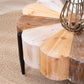 Rustic Manufactured Wood Flower-Shaped Coffee Table with Metal Legs