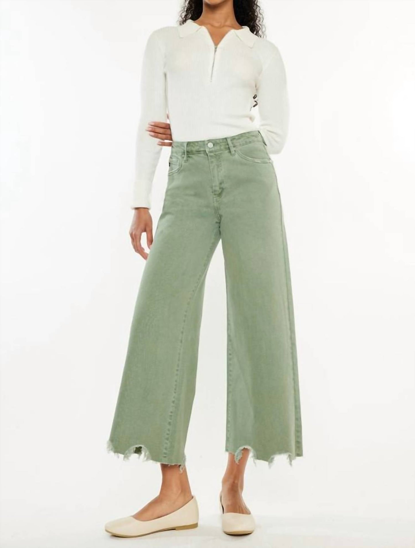 Kancan - High Rise Cropped Wide Leg Jean