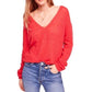 Free People - Coral Knit Gossamer V-Neck Sweater