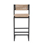 Kitchen Bar Stools with Footrest Set of 2 Paper Rope Weave Dining Chairs