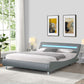 Queen Size Upholstered Platform Bed Frame with LED Lighting