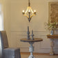 6 Light Wood Chandelier with Adjustable Chain - Cream