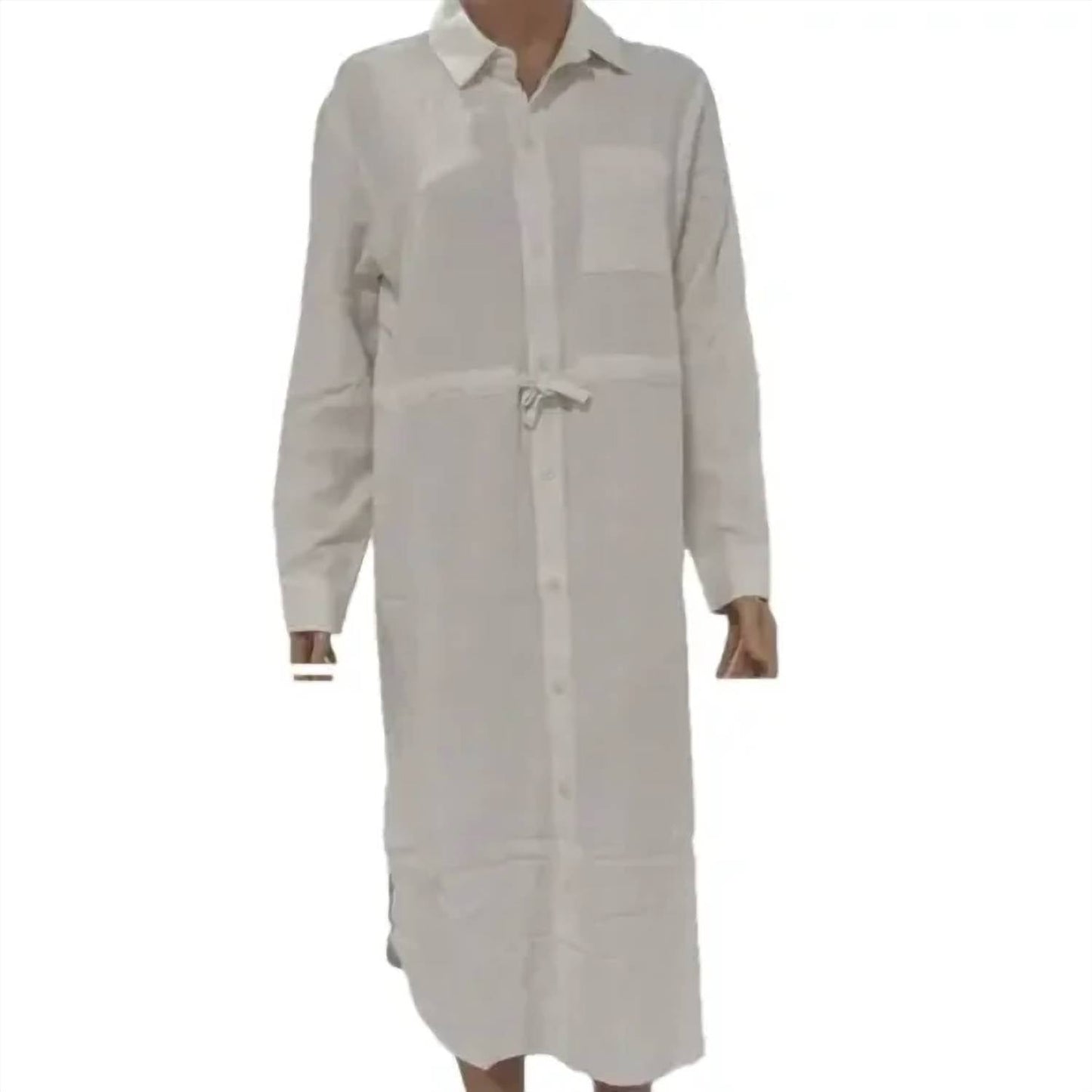 Barefoot Dreams - Women's Linen Blend Cinched Shirt Dress