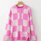 Pretty Bash - Checker Collared Drop Shoulder Sweater