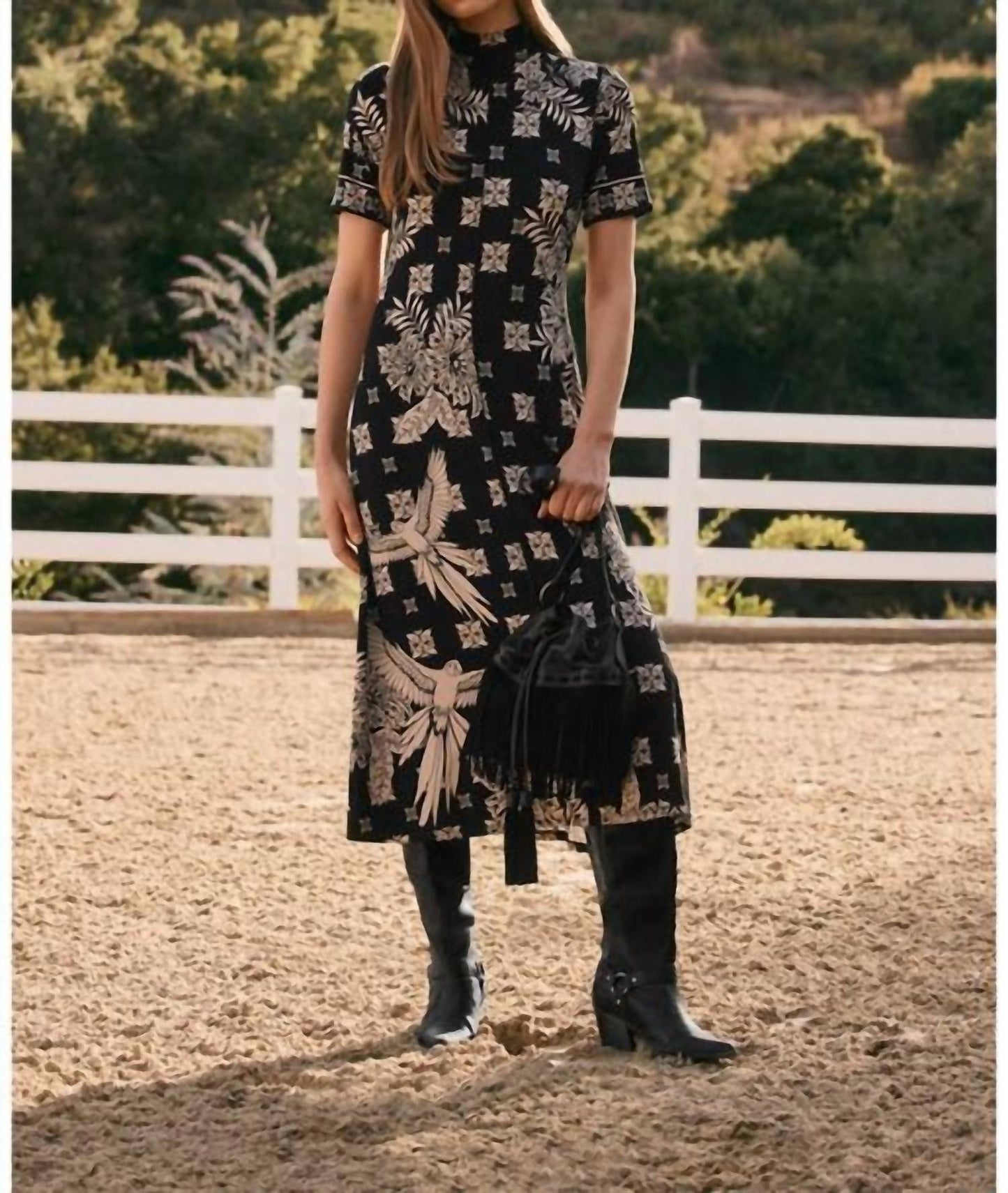 Johnny Was - JANIE SHORT SLEEVE SEAMED MOCK NECK DRESS
