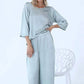 Pj Harlow - Perla Satin Crew Neck Three Quarter Sleeve Top