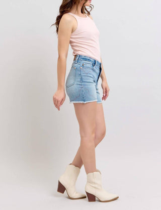 Judy Blue - High Waist Western Embroidery Detail Cut Off Denim Short