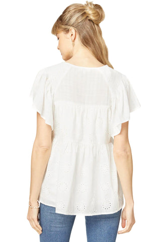 Entro - Flutter Sleeve Eyelet Top