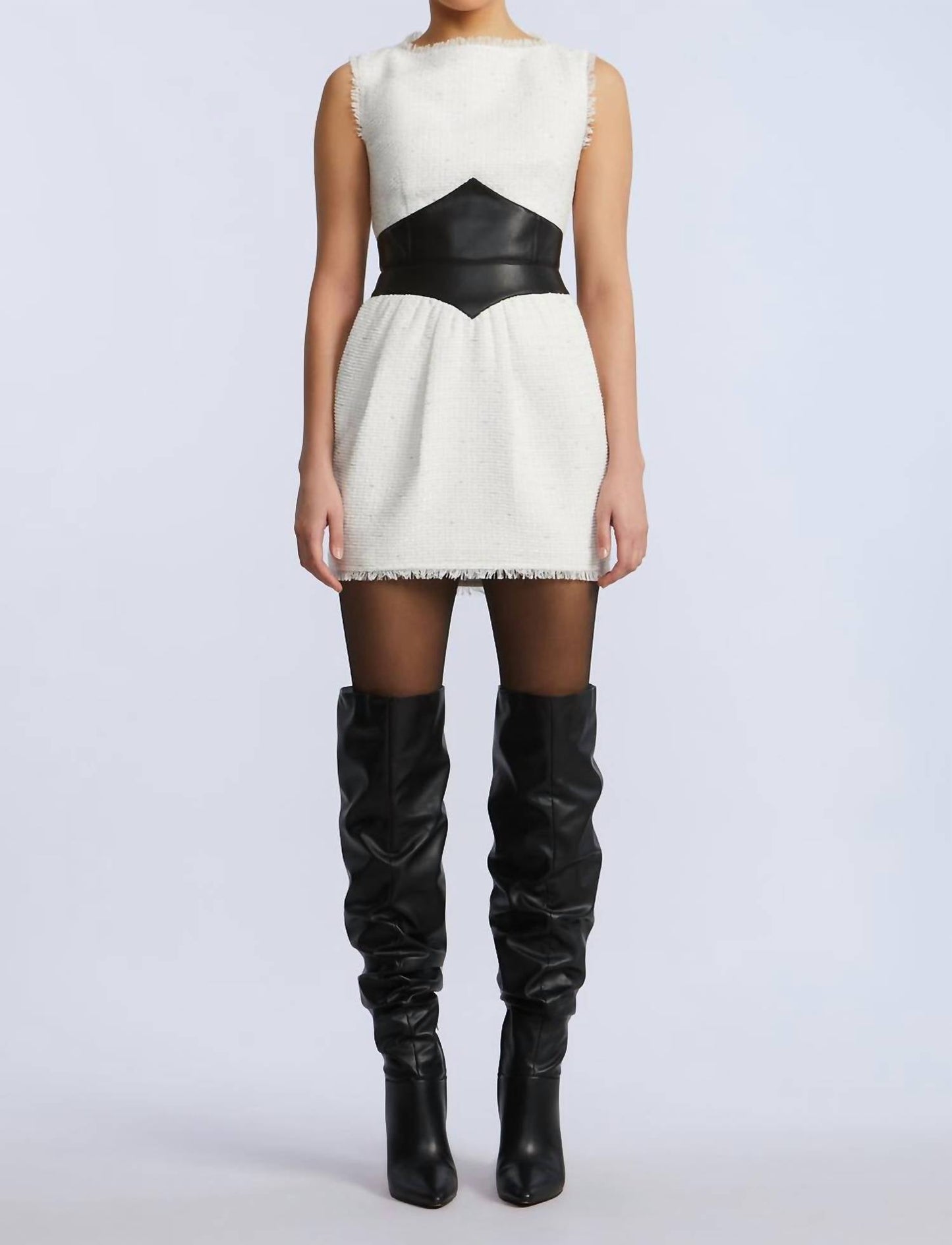 Bcbgmaxazria - Leather Tweed Dress