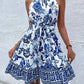 Trendsi - Printed Tie Waist Mini Dress