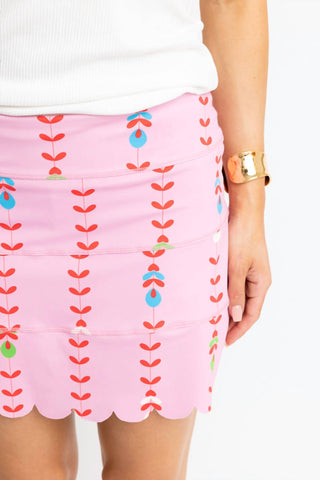Karlie - Floral Vine Scallop Skirt