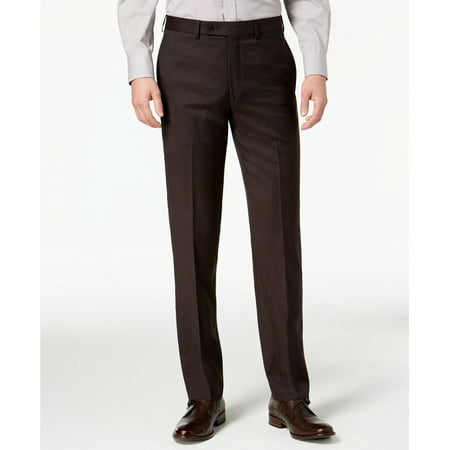 Calvin Klein Men's Slim Fit Check Dress Pants - Brown