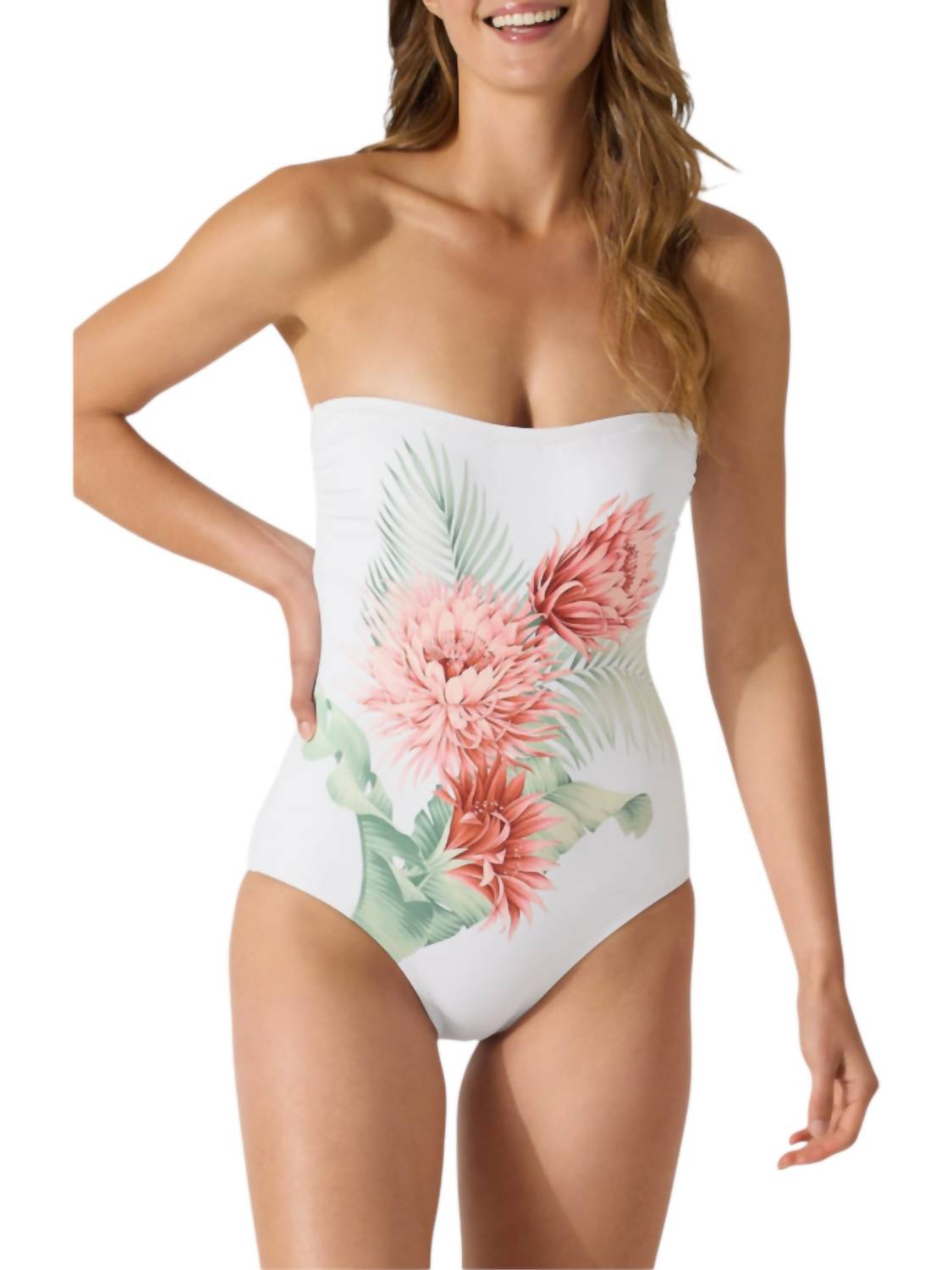 Tommy Bahama - Breezy Botanical Bandeau One-piece Swimsuit