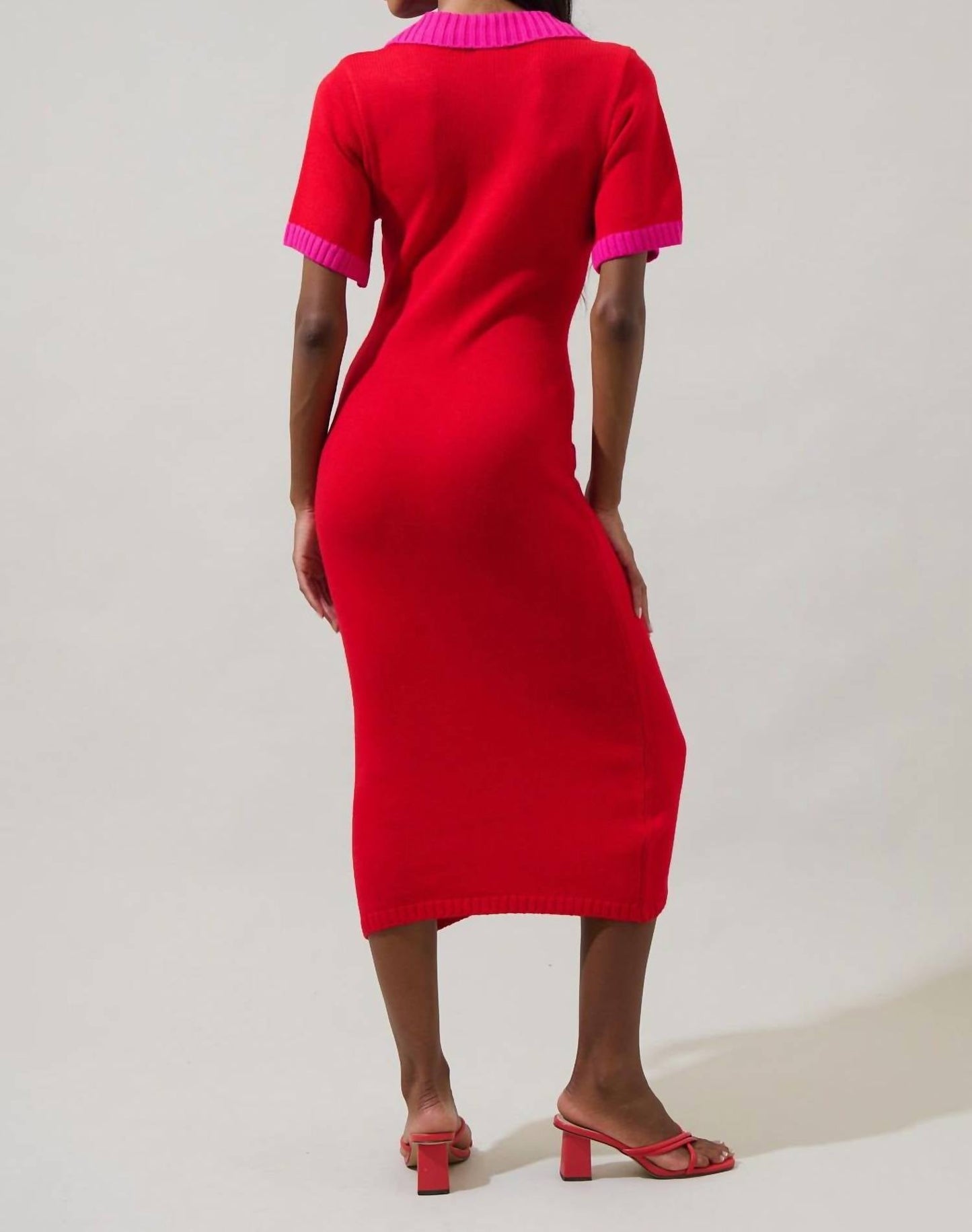 Sugarlips - Rison Collared Midi Sweater Dress