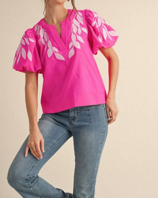 Jodifl - Gwen Embroidered Puff Sleeve Top