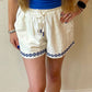 En Creme - Caroline Tie Front Embroidered Shorts